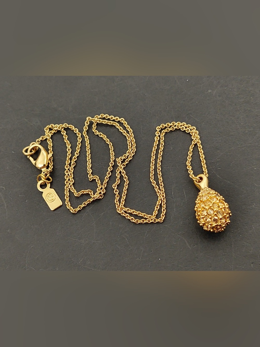 Swarovski Gold Pave Teardrop Pendant Necklace Encrusted with Citrine Crystals